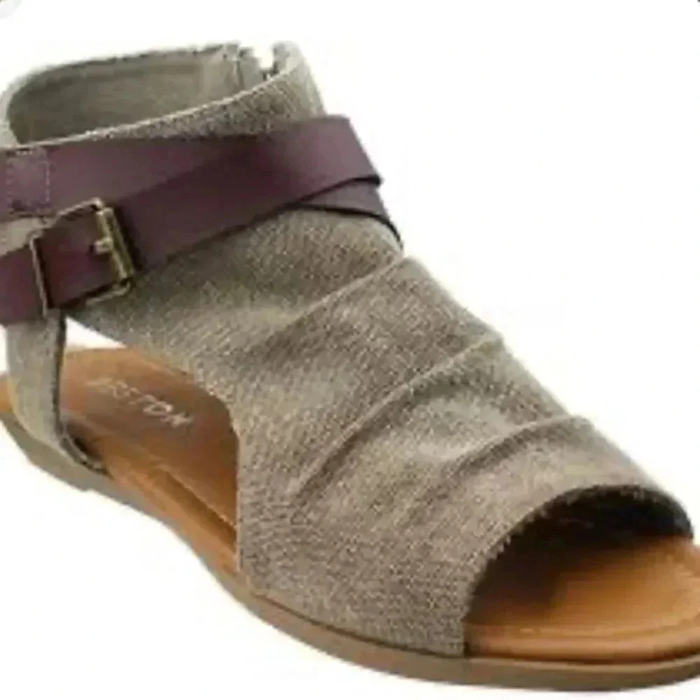 Beston Criss Cross Backless Cutout Summer Wedges Sandals size 11